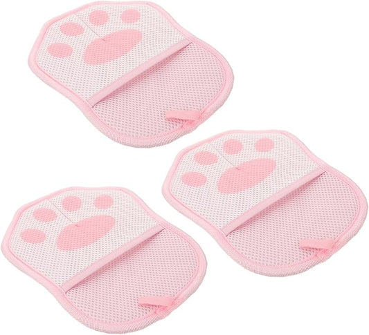 3pcs Pet Hair Removal Grooming Gloves Electrostatic Fur Cleaning Mitts for Cats and Dogs Soft Pink Static Hair Remover for Furniture and Clothing