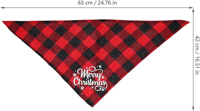 HOMSFOU Christmas Plaid Dog Bandanas 2pcs, Triangle Pet Scarves with Holiday Print, Festive Red and Green Cotton Blend, Christmas Supplies for Dogs and Puppies