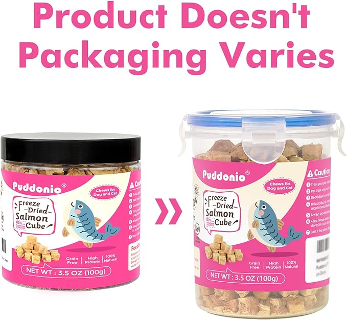Freeze Dried Dog & Cat Treats – Single Ingredient Salmon, High Protein Training Treats & Food Topper, 3.5 oz