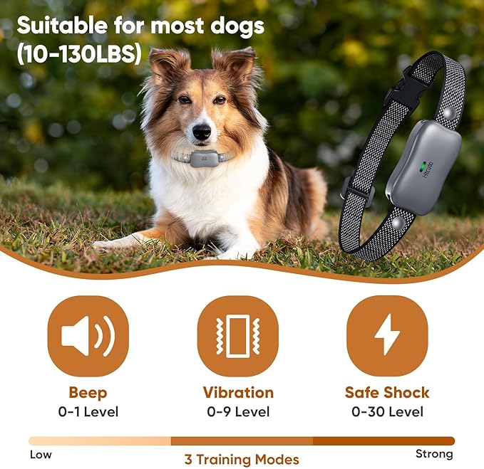 X3 Wireless Dog Fence Training Collar 2-in-1 (3500ft Fence) for Large/Medium/Small Dogs with 3 Training Modes,Rechargeable IPX7 Waterproo (Grey,only 1 Collar)
