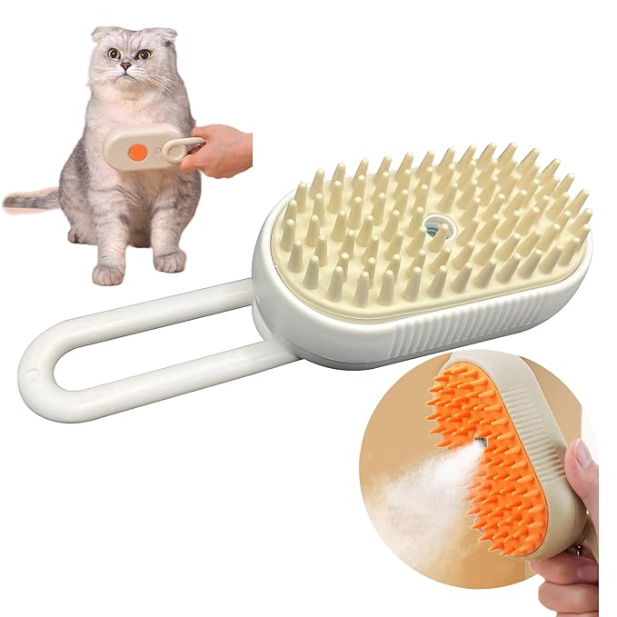 Easy Self-Cleaning Pet Steam Brush with 360° Rotating Arm for Long and Short Hair Cats and Dogs Grooming Supplies Steam Brush for Shedding (One Size, 2, Count)