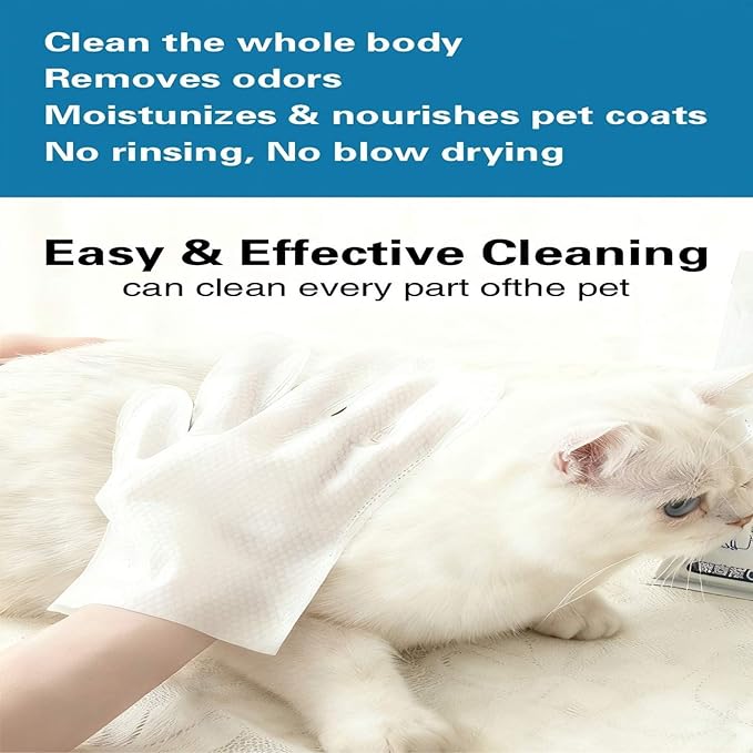 Thickened Pet Bath Glove Wipes, No-Rinse Deodorizing Wipes for Dogs & Cats, Hypoallergenic & Fragrance-Free, Waterless Full-Body Cleaning for Daily Care & Travel, 3 Pack, 18PCS