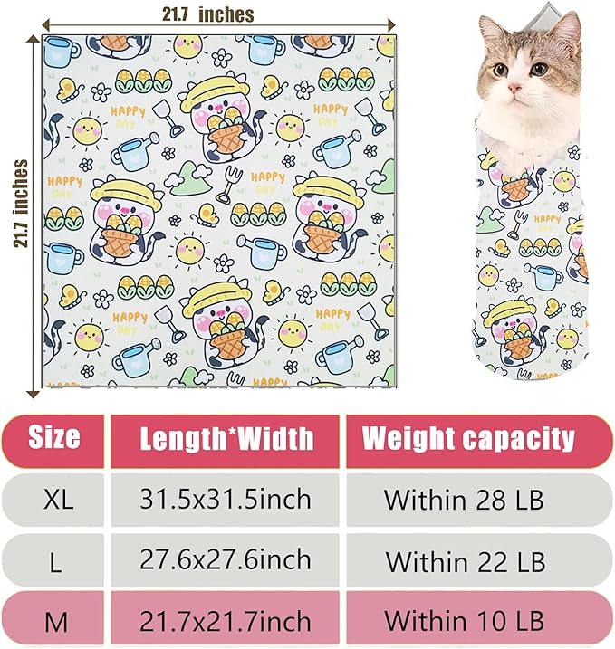 Cat Grooming Wrap, Cat Wrap for Cutting Nails, Self-Adherent Soft Cat Blanket to Wrap - Cat Burrito Wrap, Anti-Scratch, Anti-Escape, Cat Swaddle Wrap (Within 10lbs)