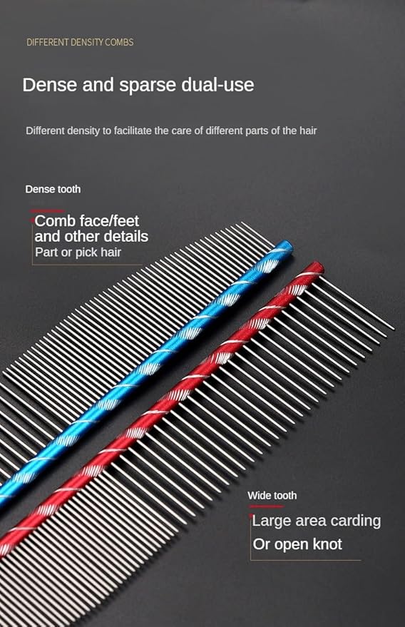 Generic Pet Groomer Crescent Comb Pet Crescent Comb， Pet Comb， Stainless Steel Teeth Comb For Dogs & Cats， Removes Knots, Mats Professional Grooming Tool， Pet Comb With Round Handle (green,flat16cm)