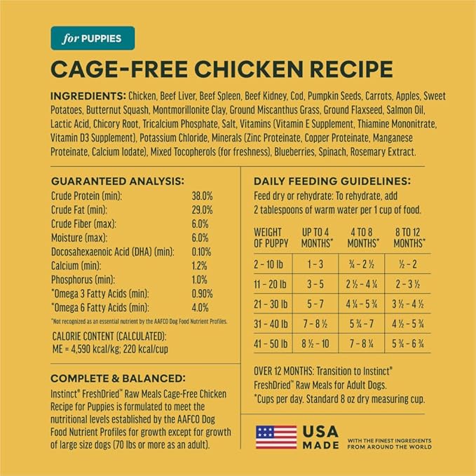 Instinct Puppy FreshDried Bites, Natural Freeze-Dried Dog Food, Grain Free - Cage-Free Chicken, 25 oz. Bag