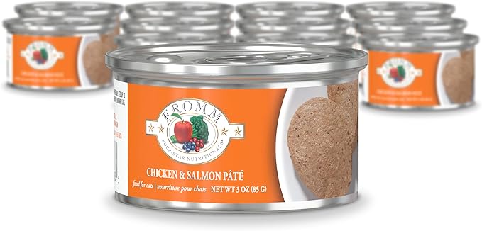 Fromm Four-Star Nutritionals Chicken & Salmon Pate Cat Food - Premium Wet Cat Food - Chicken Recipe - Case of (12) 3 oz Cans