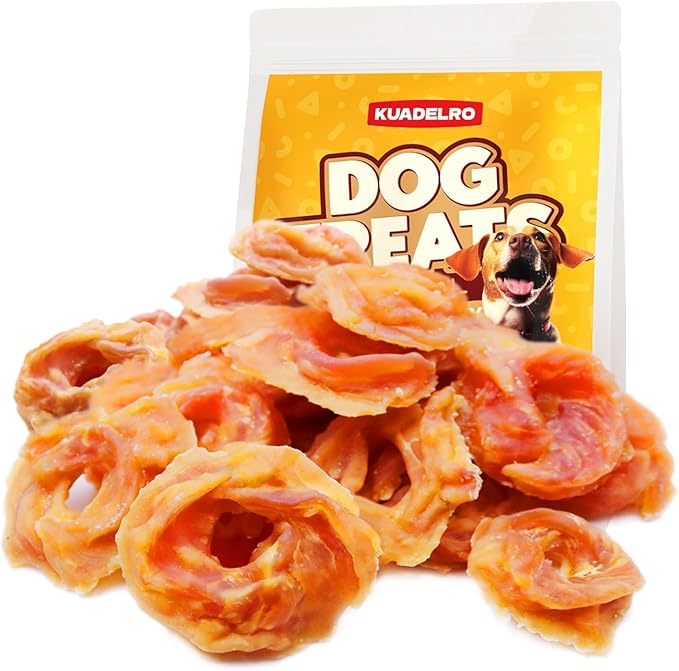 Chicken Rings Dog Treats, Natural Chicken Breast Jerky Rawhide-Free Soft Chews Healthy Dog Training Treats for Small Medium Large Breed 10.58oz