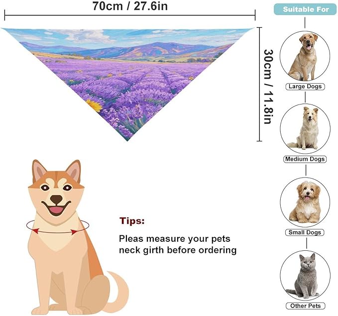 Dog Bandana Spring Pet Scarf Adjustable Triangle Plant Flowers Printing Dog Bib Washable Polyester Puppy Bandana for Small Medium Large Dogs Cat Birthday Party Supplies
