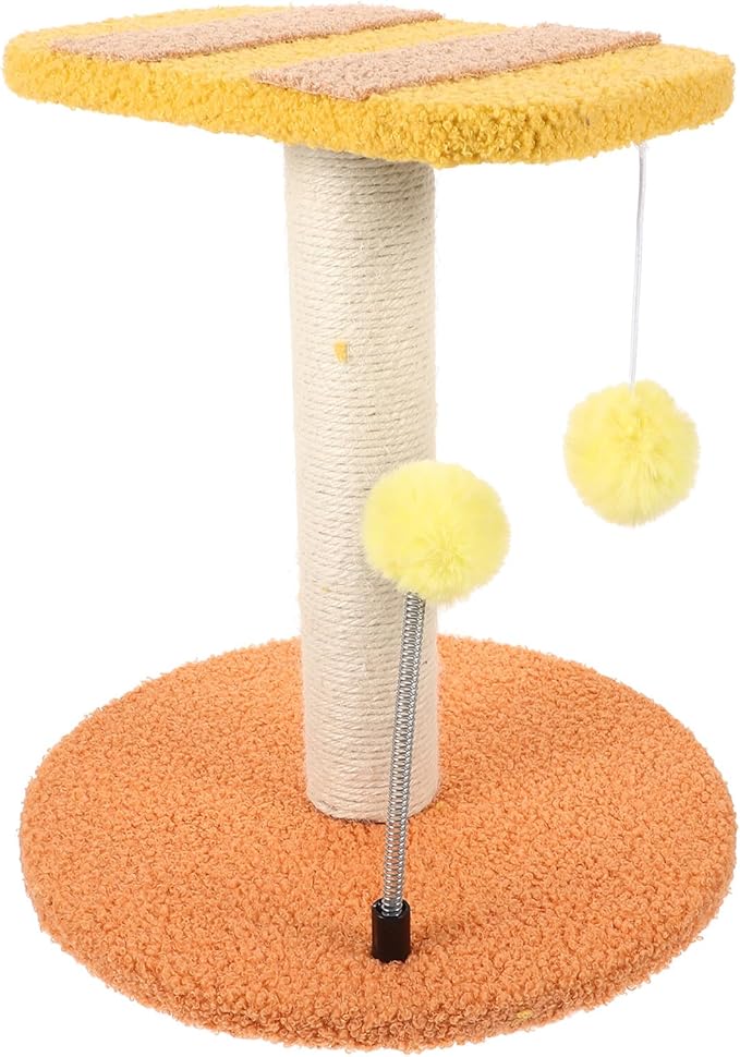 Alipis Bee-Shaped Cat Scratching Post and Climber Small Size Sisal Cat Scratcher and Cozy Nest Indoor Kitten Play Tower