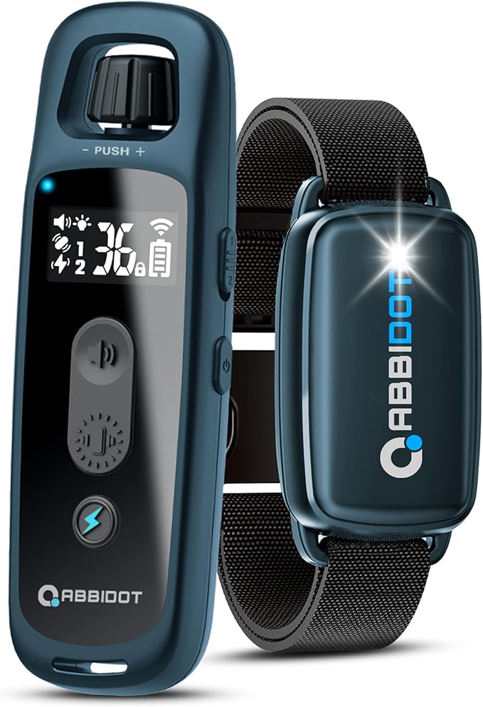ABBIDOT Dog Shock Collar, 3300 FT Dog Training Collar with Remote, IPX7 Waterproof with 4 Training Modes, Rechargeable E-Collar for Small Medium Large Dogs (15-120 lbs) (Ink Blue, 1 Collar)