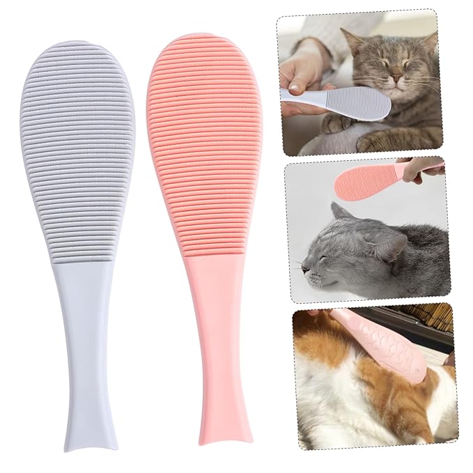 BESPORTBLE Tongue Comb for Cats 2pcs Cat Grooming Comb Lightweight for Chin Neck Back Ribs