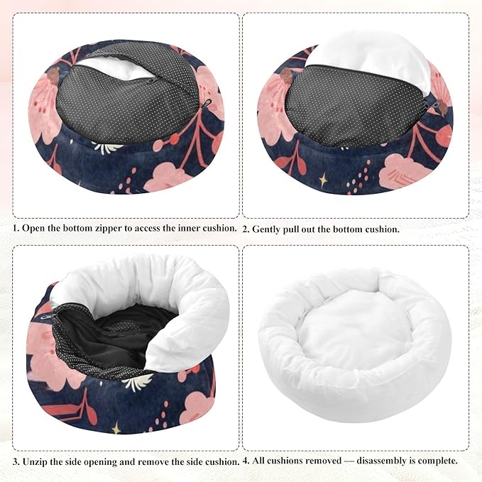 Pet Cat Bed Anti-Slip fluffier Dog & Cat Cushion for Extra Small Size Pets Supplies Puppy Night Floral