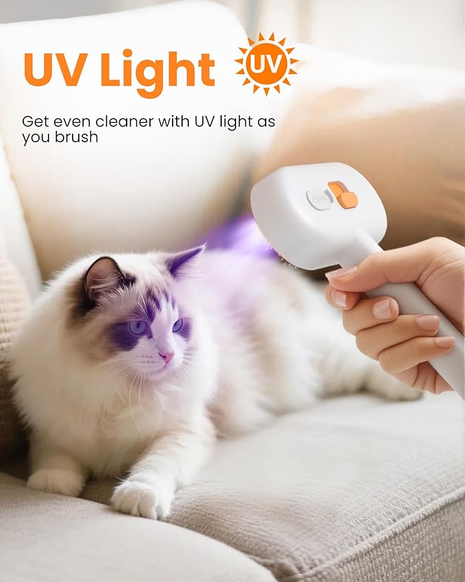 Cat Steam Brush with Waterless Shampoo, 3-in-1 Pet Steam Brush for Dog, Self Cleaning Pet Spray Hair Removal Comb for Long Haired Pets, Cool Mist Only
