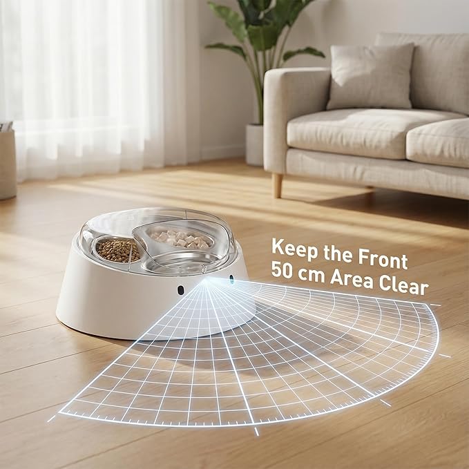 Anifam Microchip RFID Cat Feeder, Automatic Pet Feeder for Multi-Pet Homes, Dog Proof Cat Feeding Station with Stainless Steel Bowls for Small Dogs, Stops Food Stealing & Special Diets