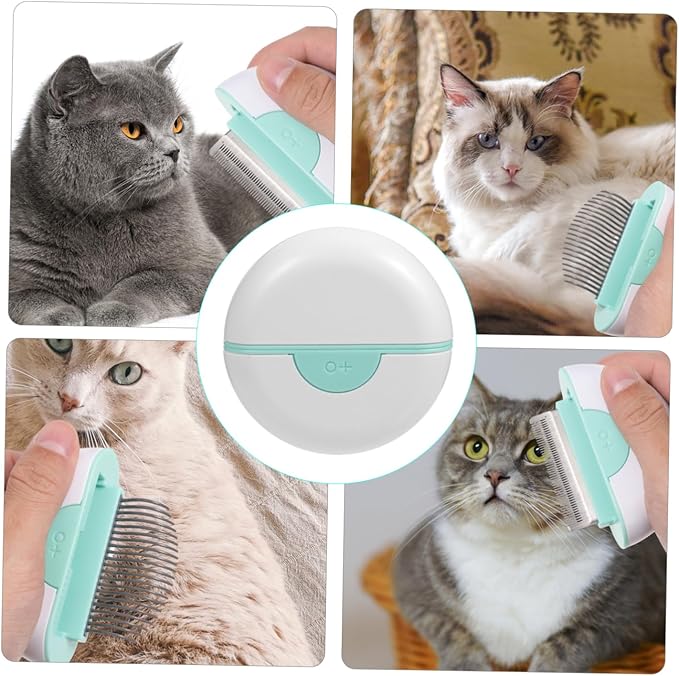 Happyyami Cat Hair Removal Comb with Non Slip Handle Pet Grooming Brush for Shedding Detangling and Massage Suitable for Long and Haired Cats Mint Green
