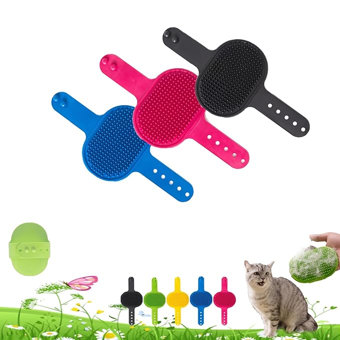Silicone Grooming Strap Pad for Cats, 2-in-1 Self-Groomer, Adjustable Silicone Pet Grooming Tool, Soft Pet Face Scratcher Rubber Massager for Indoor for Cats & Dogs