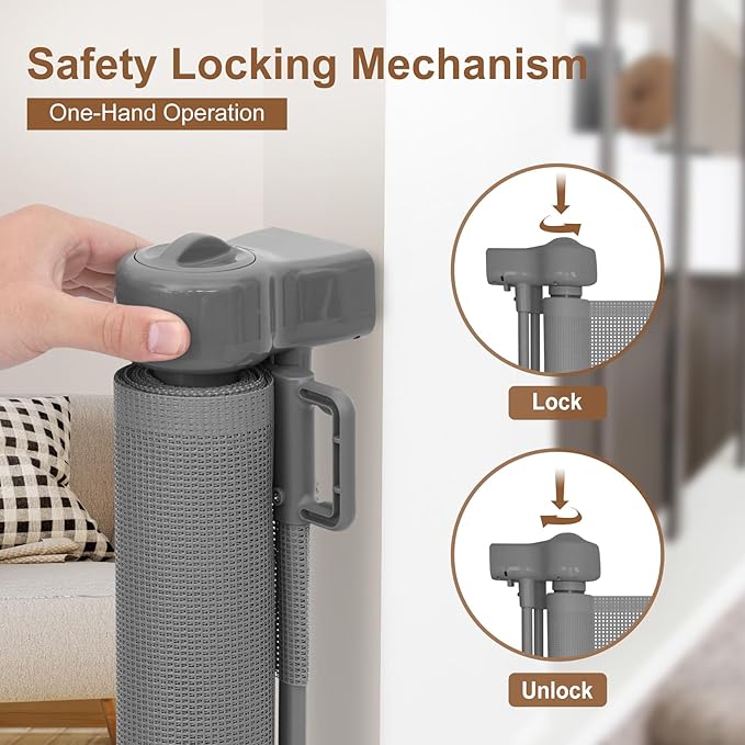 200 inch Retractable Baby Gates 37 inch Tall, Retractable Gate with Reinforced Strip Design to Prevent Crawling Through, 16 FT Outdoor Retractable Gates, Extra Wide Retractable Gate for Garage