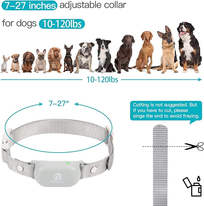 Bousnic Dog Shock Collar with Remote - for Dog 10-120lbs 1000ft Waterproof Rechargeable e Dog Training Collar for Small Medium Large Breed Dog with Beep/Vibrate/Safe Shock & Indicator Light