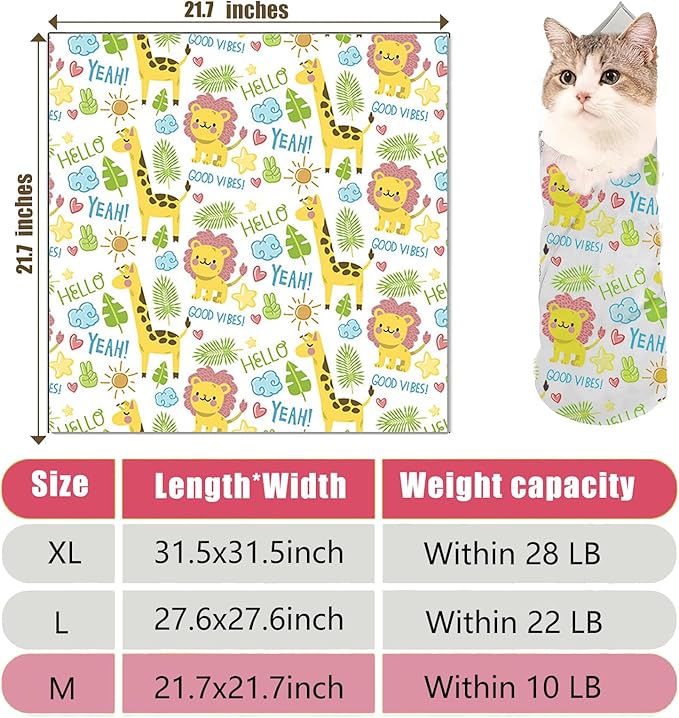 Cat Grooming Wrap, Cat Wrap for Cutting Nails, Self-Adherent Soft Cat Blanket to Wrap - Cat Burrito Wrap, Anti-Scratch, Anti-Escape, Cat Swaddle Wrap (Within 10lbs)
