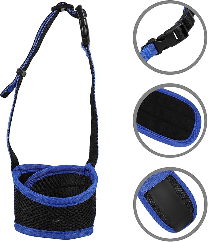 Kichvoe Adjustable Blue Dog Muzzle Anti-Biting Puppy Mouth Cover 14-20cm Breathable Walking Mask for Medium Dogs Pet Supplies