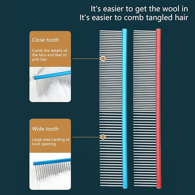 Pet Comb for Cats Shedding Hair Dog Deshedding Comb Cats Comb Hair Remover for Dogs Cats Hair Grooming 2PCS