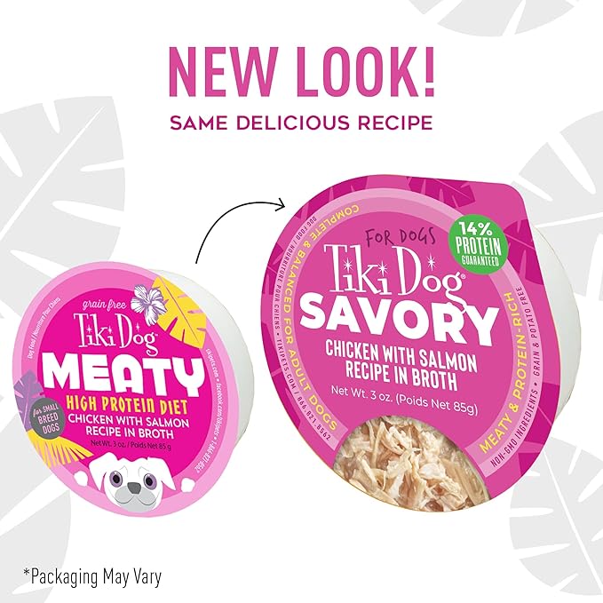 Tiki Dog® Savory Chicken with Salmon Recipe in Broth, 3 oz Cup (4 Count)