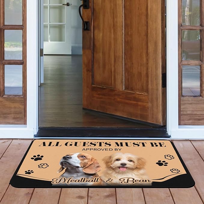 Generic Personalized Dog Cat Doormat, Custom Pet Door Mat for Outdoor, Indoor, Custom Cat Dog Rugs Gifts-24x16inch (Up to 4 Pets), One Size, Style-1
