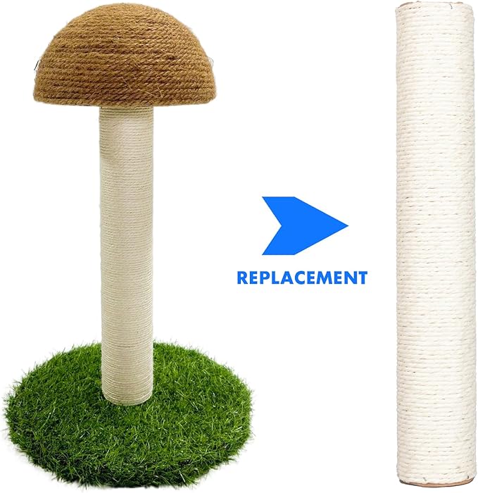PowerKing 4-Pack 15.7" Cat Scratching Post Replacement - Natural Sisal Rope Scratcher Poles with M8 Screws for Indoor Cat Tower Renewal Parts, Cat Furniture Refill Parts (White)