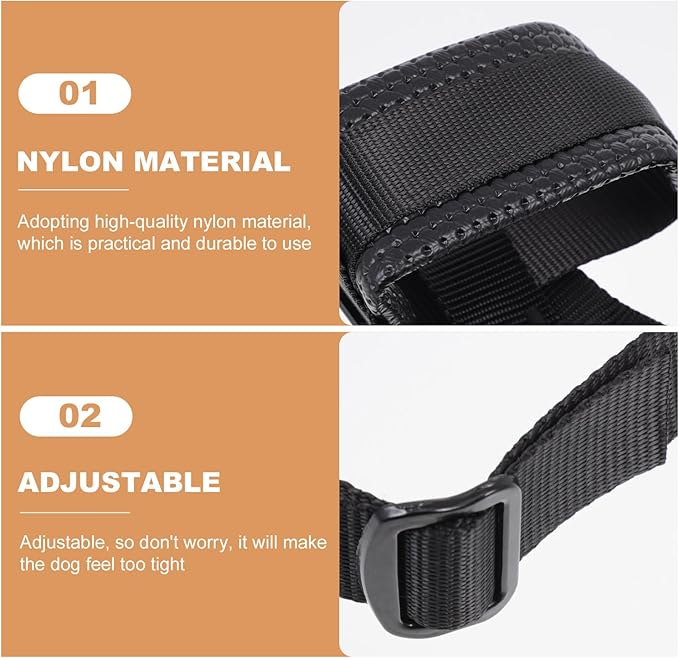 PRETYZOOM Adjustable Anti-bite Dog Muzzle, Black Nylon Breathable Mouth Cover, Size L, Safety Mouth Mask for Barking Control and Chewing Prevention, Pet Dog Supply for Daily Use