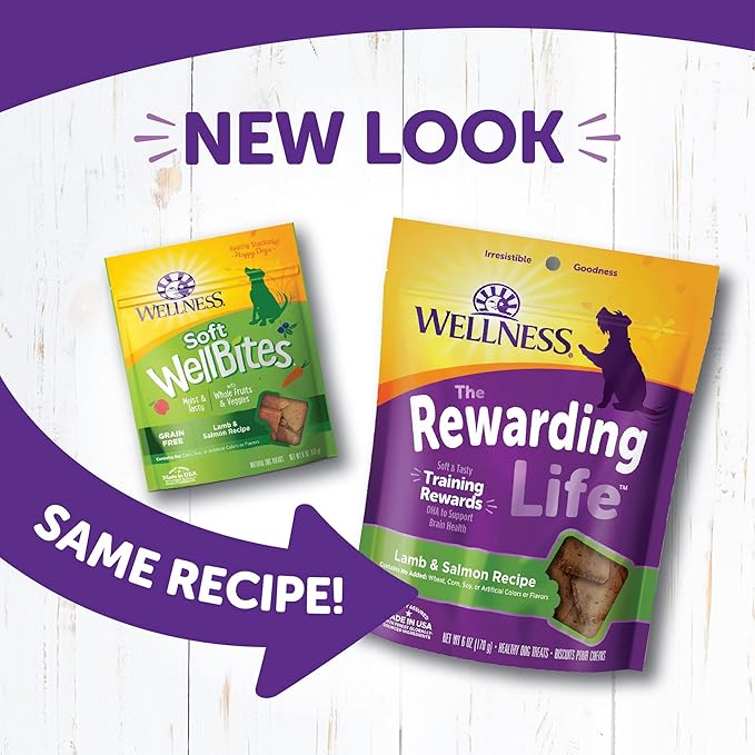 Wellness Dog Food and Treats Trial Bundle: Complete Health Dry Food, Chicken 5lb & Rewarding Life Soft Treats, Lamb and Salmon