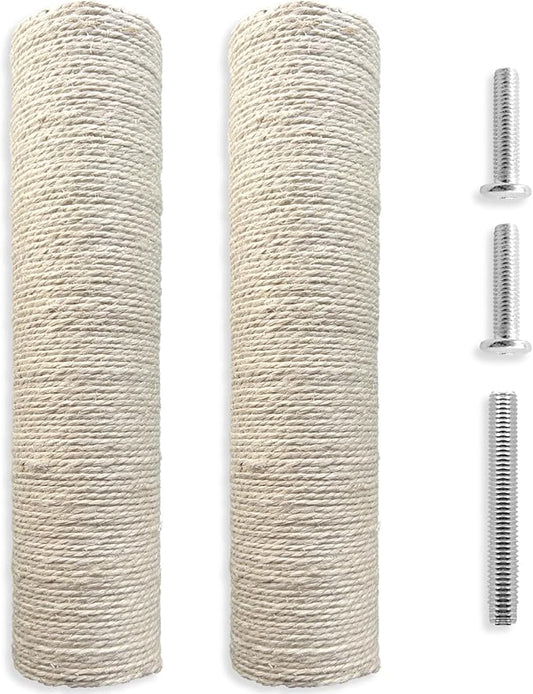 Cat Scratching Post Replacement Pole - 15.7 Inch Refill for Cat Tree Repair, 2-Pack with Screws, Durable Scratch Resistant Surface (White)