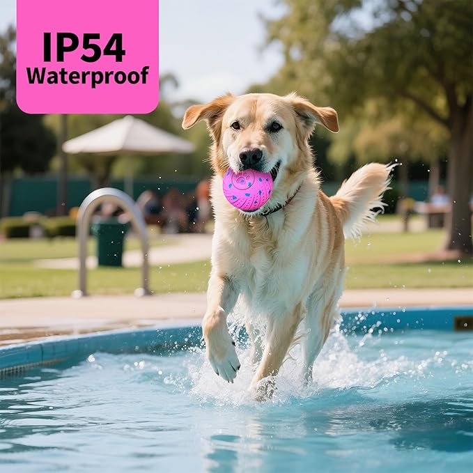 Smart Interactive Dog Toys, Activated Moving, Bouncing, Rotating Ball for Medium/Large Dogs, 2025 E-TPU Material, Motion-Activated Dog Gift to Keep Them Busy, IP54 Waterproof & USB Rechargeable, Pink