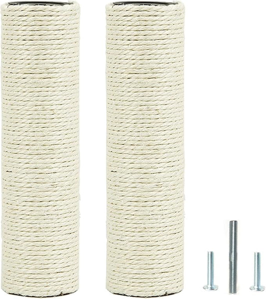 2Pcs M10 Cat Tree Replacement Post - 10mm Bolt Sisal Cat Scratching Post Replacement Pole DIY M10 Bolt Sturdy PVC Tubes Screws Included (3.35 * 11.8")