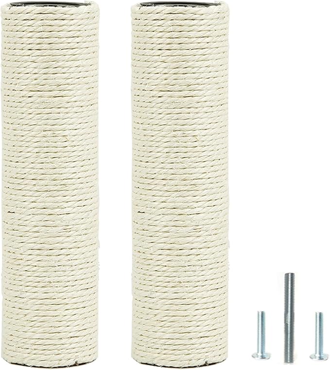 2Pcs M10 Cat Tree Replacement Post - 10mm Bolt Sisal Cat Scratching Post Replacement Pole DIY M10 Bolt Sturdy PVC Tubes Screws Included (2.36 * 11.8")
