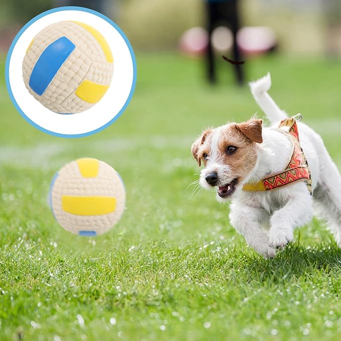 LALAFINA Dog Chew Ball 9.5cm Rubber Squeaky Molar Ball Interactive Play for Small Dogs Puppies Pet Supplies