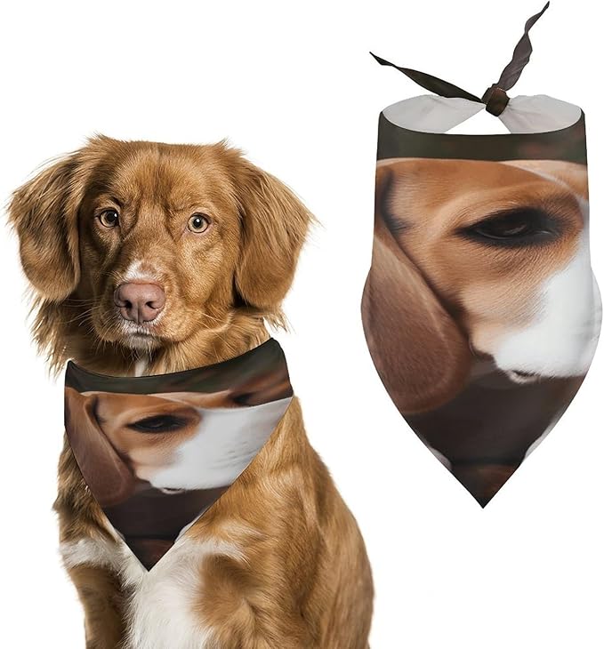 Dog Bandana Spring Pet Scarf Adjustable Triangle Cute Beagle Printing Dog Bib Washable Polyester Puppy Bandana for Small Medium Large Dogs Cat Birthday Party Supplies