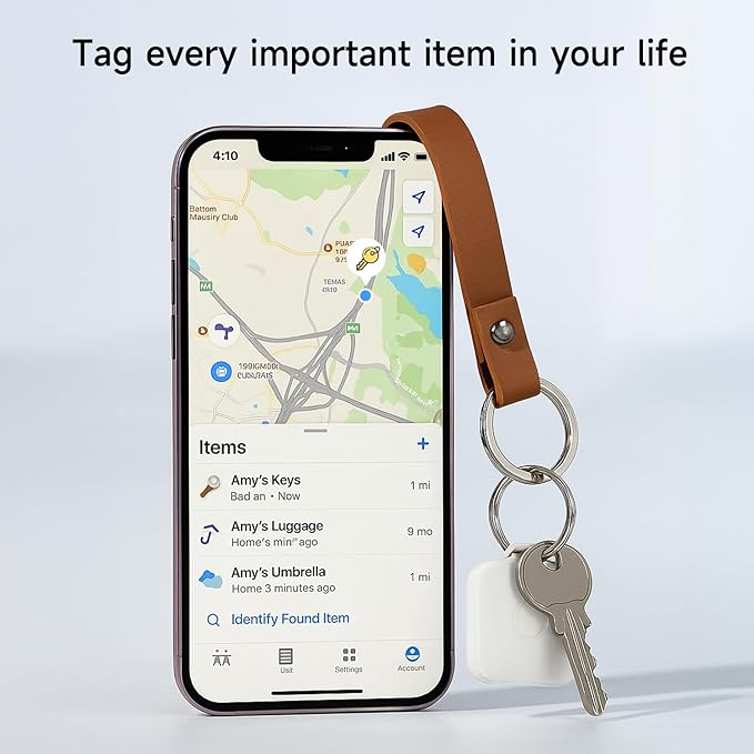Air Tracker Tags-2 Pack Tracker Work with Apple Find My (iOS Only), Key Finder and Item Locator for Backpack, Suitcases, Pet, Wallet with Diverse Holder