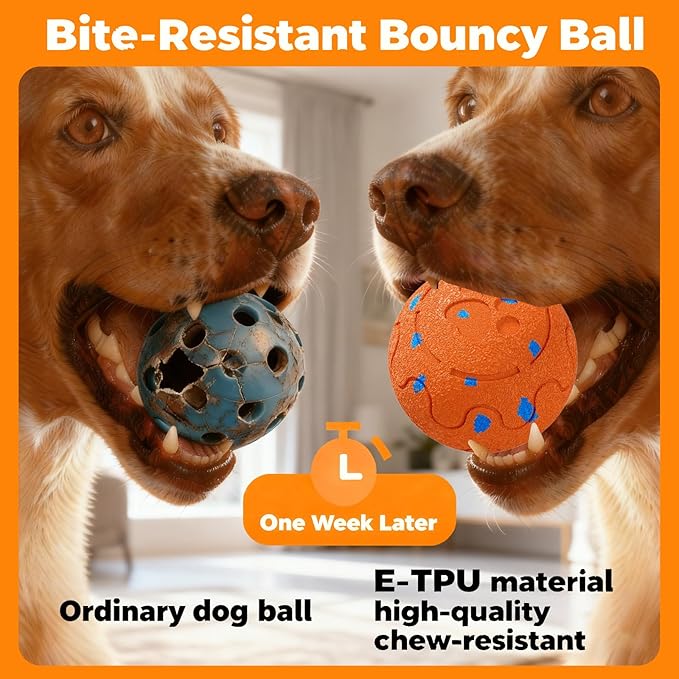 Dog Balls: Interactive Dog Ball, Self-Moving Dog Toy with Auto-Rolling & Bouncing, E-TPU Material, IP54 Waterproof, Motion-Activated (Orange, Large)