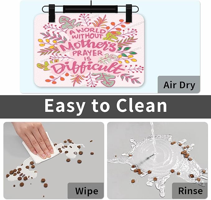 Dog Food Mat Dog Mat for Food and Water 18X12In Happy Mother's Day Floral Gift Mom Bc No Stains Cat Pet Feeding Mats Water Bowl for Messy Drinkers