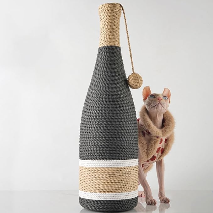 Vertical Cat Scratching Posts,with Ball Wine Bottle Natural Accessory | Stimulating Cat Toys | for Mental Stimulation Simulation Home Play Training Floor Play Travel Indoor