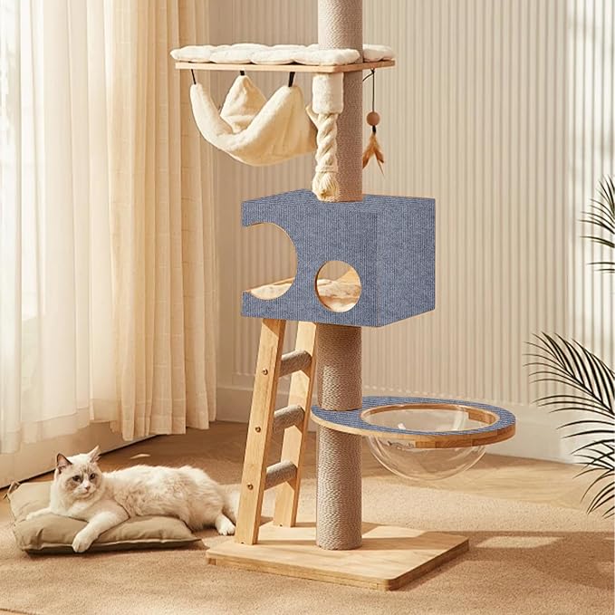 baotongle Cat Scratching Post Carpet Covered Self-Adhesive Cat Tree Shelves Replacement Parts Mat Cat Scratcher for Cat Tree Shelf Shelves Couch Furniture DIY Protector(Light Grey, 11.8x40inches)
