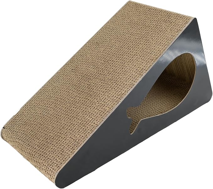 Cat Scratchers for Indoor Cats - 6-Sided Corrugated Cardboard Triangle Scratching Post Against Wall, 9.45"
