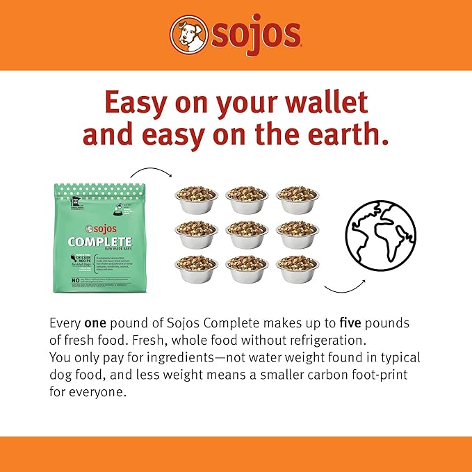 Sojos Complete Chicken Recipe Dehydrated Dog Food, 1.75 lb