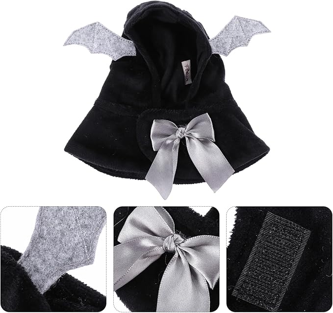 Pet Dog Cloak Cape Hooded Costume Black Cotton Bat Wings Neck 30cm Halloween Christmas Pet Supplies Apparel