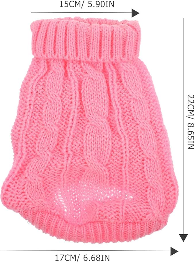 Warm Dog Sweater Turtleneck Pullover Knitted Thermal Coat Size 4 Pink for Winter Puppy Clothing Pet Supply