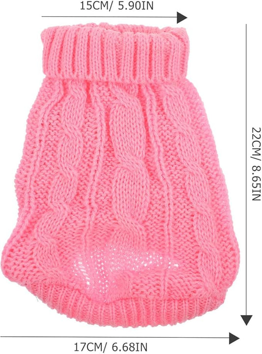 Warm Dog Sweater Turtleneck Pullover Knitted Thermal Coat Size 4 Pink for Winter Puppy Clothing Pet Supply