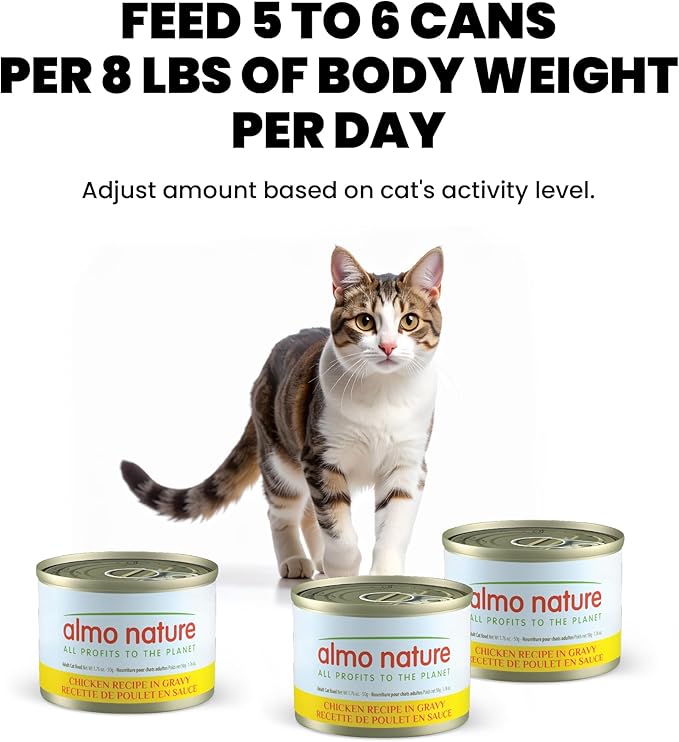 almo nature HQS Supportive Indoor Shredded HQS Chicken Formula in Gravy Wet Cat Food, 1.77-oz can, case of 6