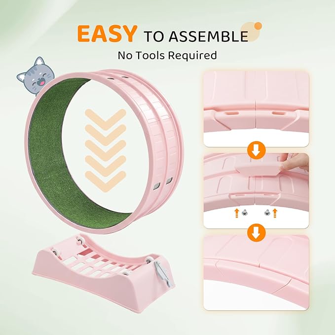 VINGLI Cat Exercise Wheel, 31" Cat Treadmill for Indoor Cats, Cat Running Wheel with Carpeted Runway for Weight Loss & Daily Exercise (Pink)