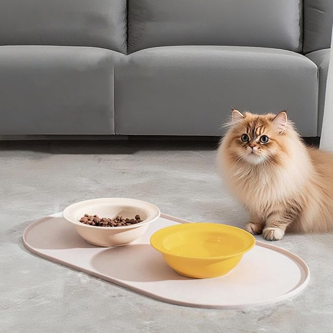 Pet Feeding Dog Food Mat Multifunctional Supplies Anti Slip Silicone Contain Spills Replace Pad Accessories Placemat, Gray