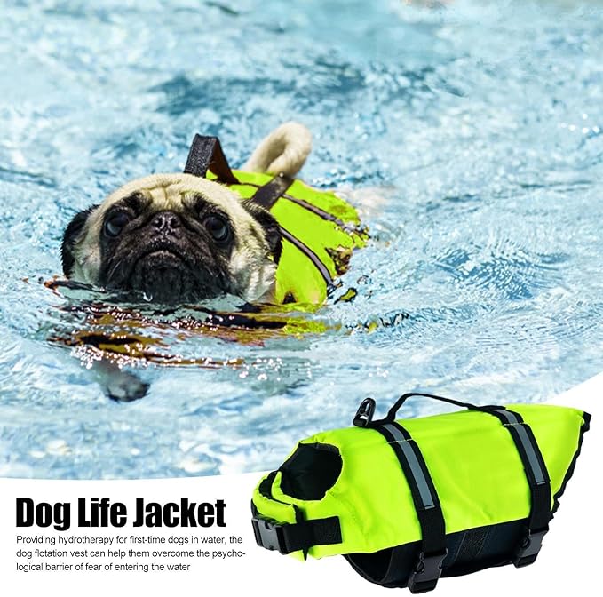 Dog Life Jacket - High Visibility Dog Life Vest, Puppy Rescue Vests, for Swimming & Boating Polyester Pet Supplies for Pool Lake Kayaking Large Small Breeds Puppy Doggy Pool Dock Beach
